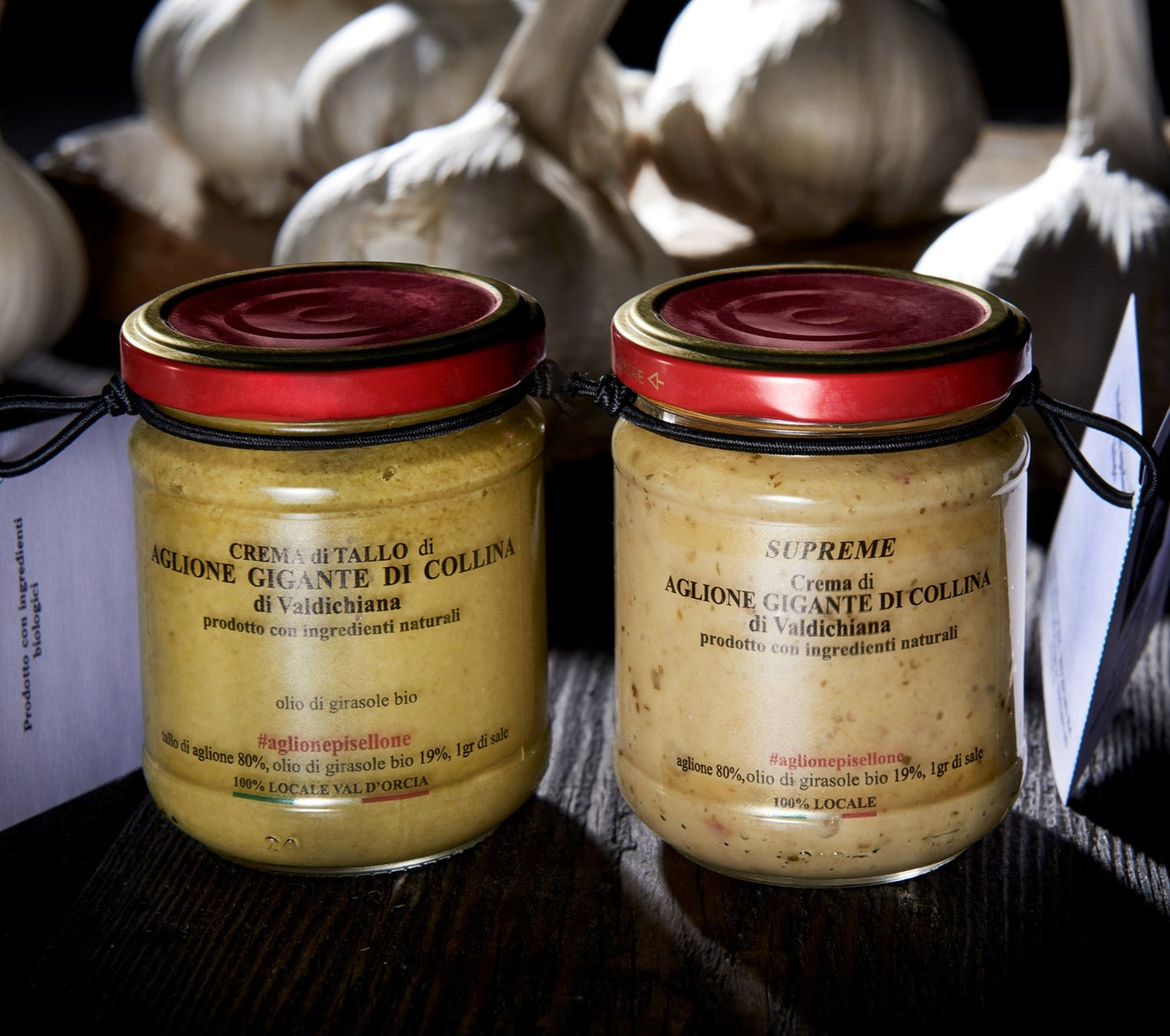 Organic Aglione Supreme Cream + Organic Tallo Wholemeal Cream from Val d'Orcia